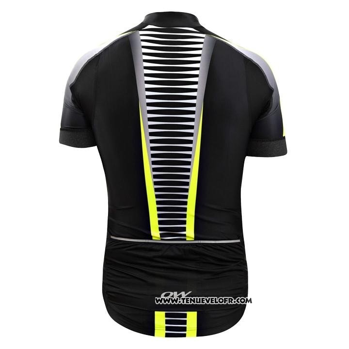 2020 Maillot Cyclisme One Way Noir Jaune Manches Courtes et Cuissard